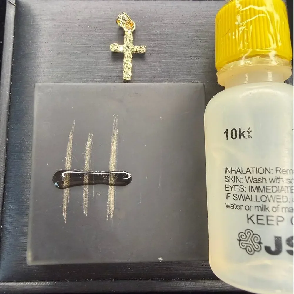 Solid 10k Italian Yellow Gold Nugget Cross Pendant .8